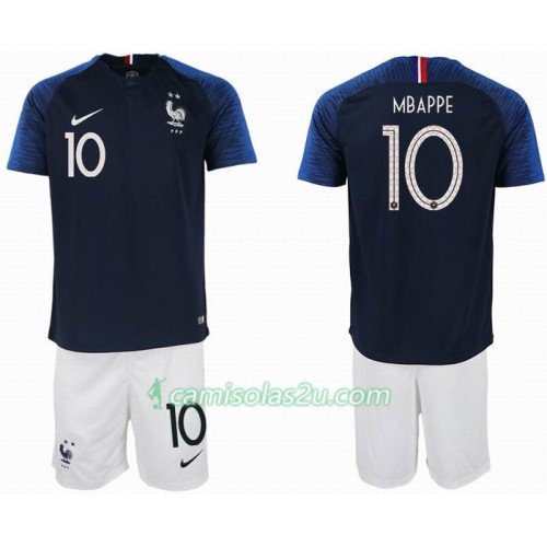 Camisolas de Futebol França MBAPPE 10 2 star Criança Equipamento Principal Copa do Mundo 2018 Manga Curta Camisolas de Futebol França MBAPPE 10 2 star Criança Equipamento Principal Copa do Mundo 2018 Manga Curta